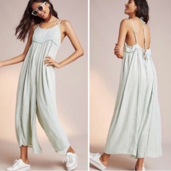 Anthropologie Lilko Green Wide Leg Jumpsuit Romper - Picture 1 of 9